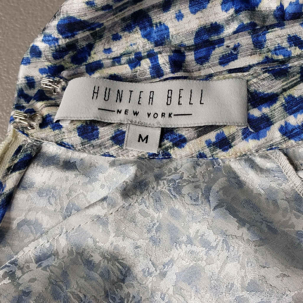Hunter Bell Isabel Pleated Mockneck Rouched Zip Sleeves Jacquard Cheetah Animal — image 2 of 8